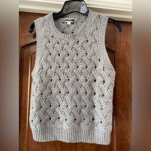 J. Crew Cashmere Pointelle Sweater Vest in Gray Sz M BJ575